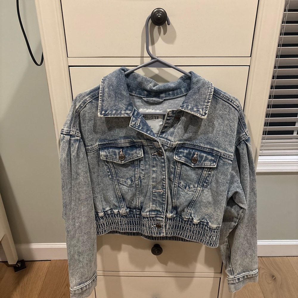Hollister Blue Cropped Jean Jacket Vintage Style